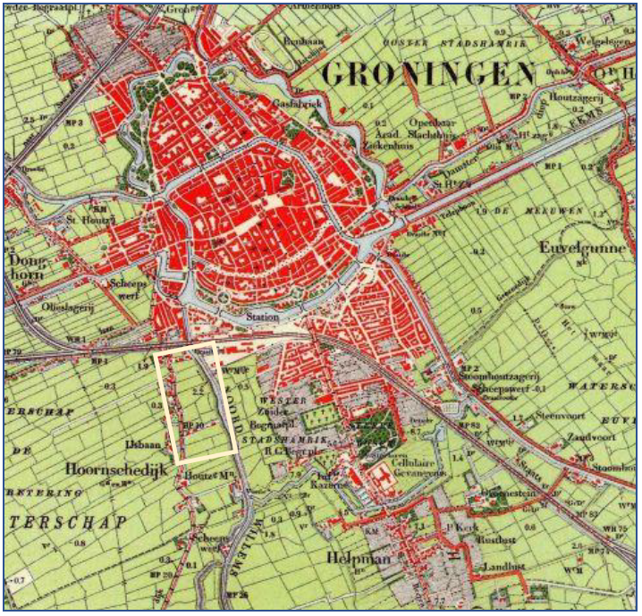 Landkaart Groningen uit 1900