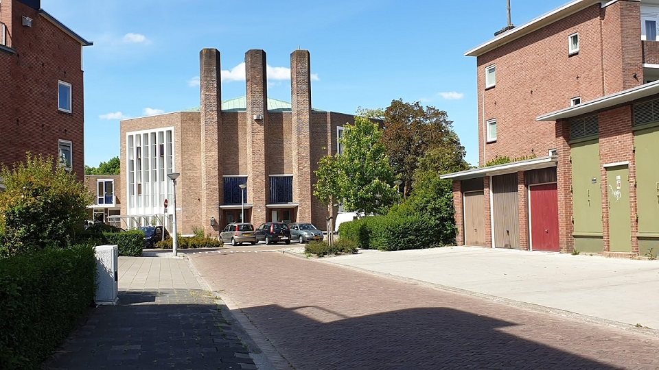 Stadsparkkerk Snellius vanuit Van Leeuwenhoek